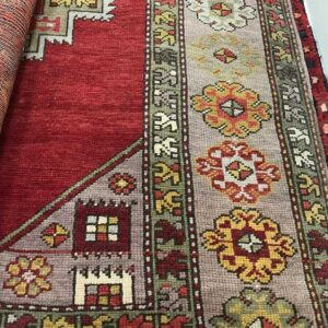 closeup of antique rug design